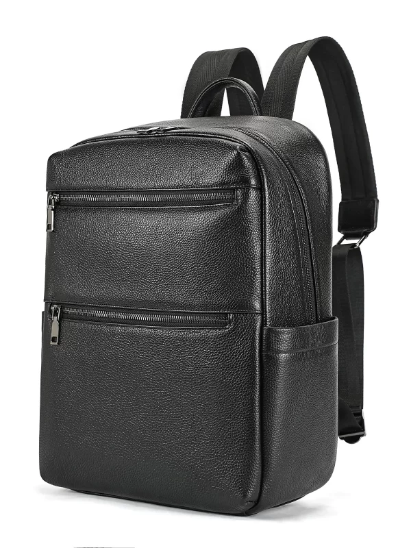 Genuine Full-Grain Leather Men's Backpack - Large Capacity Business Commuter Bag, Fashion Dual Handle Structured for Laptop