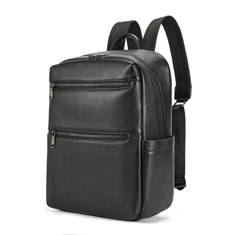Genuine Full-Grain Leather Men's Backpack - Large Capacity Business Commuter Bag, Fashion Dual Handle Structured for Laptop